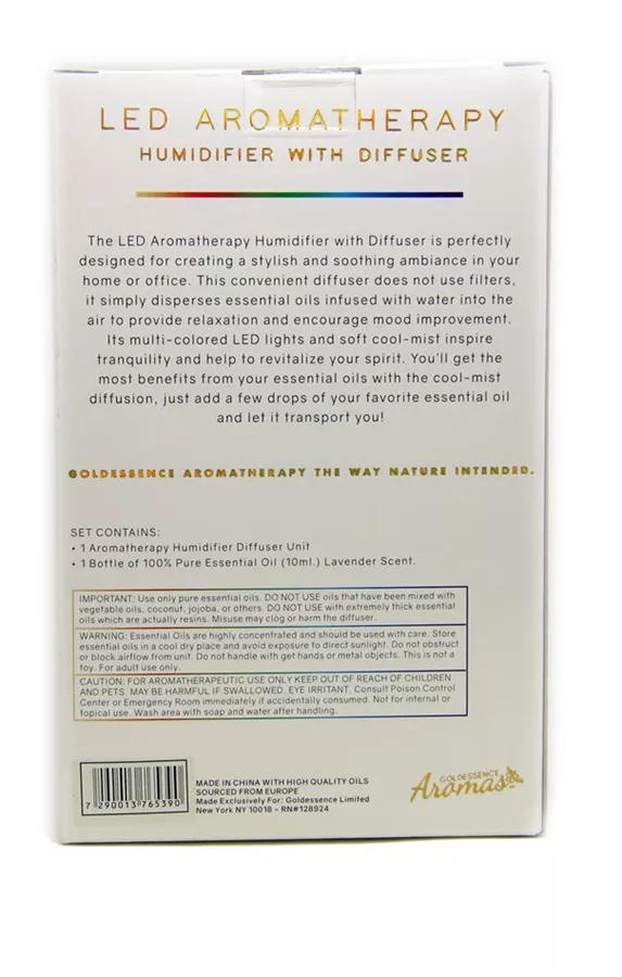 דפיוזר ארומתרפי עם לד Led aromatherapy humidifier with diffuser Goldessence aromas