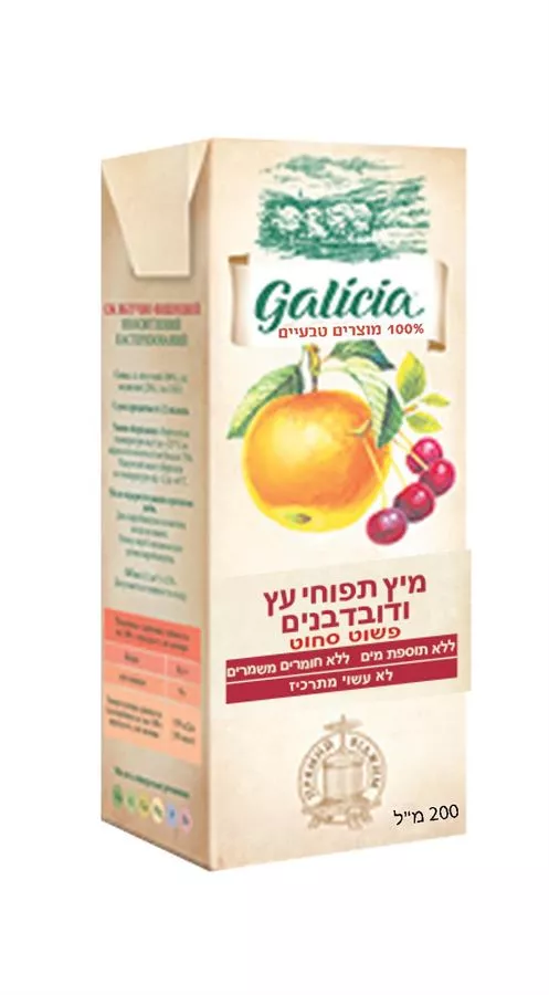 מיץ תפוחי עץ ודובדבנים מפוסטר גליסיה 200 מ