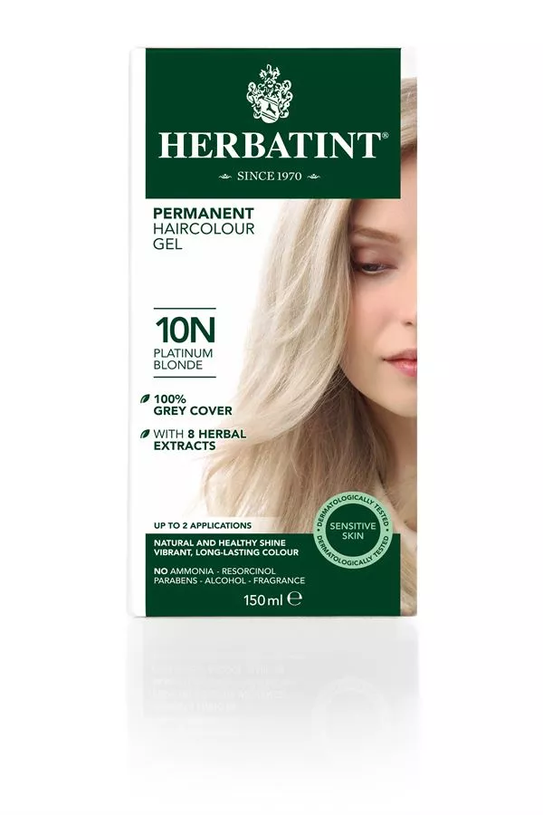 צבע שיער 10N בלונד פלטינה הרבטינט Herbatint Permanent Herbal Haircolour Gel