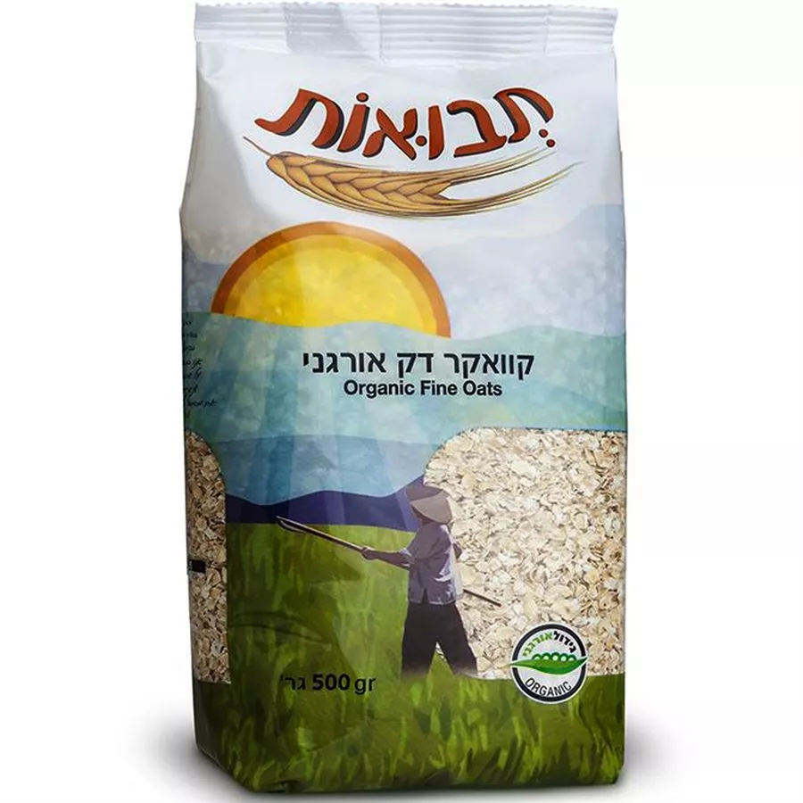 תבואות קוואקר דק אורגני 500 גרם Tvuot Organic Fine Oats