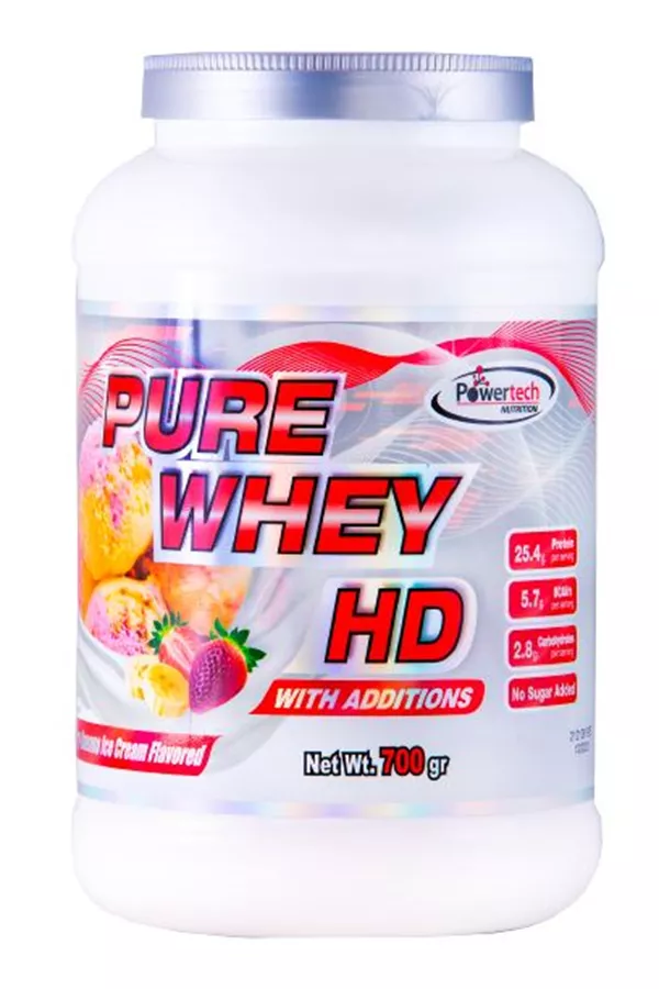 פיור וואי HD אבקת חלבון בטעם תות בננה 700 גרם POWERTECH PURE WHEY HD BANANA ICE CREAM FLAVORED