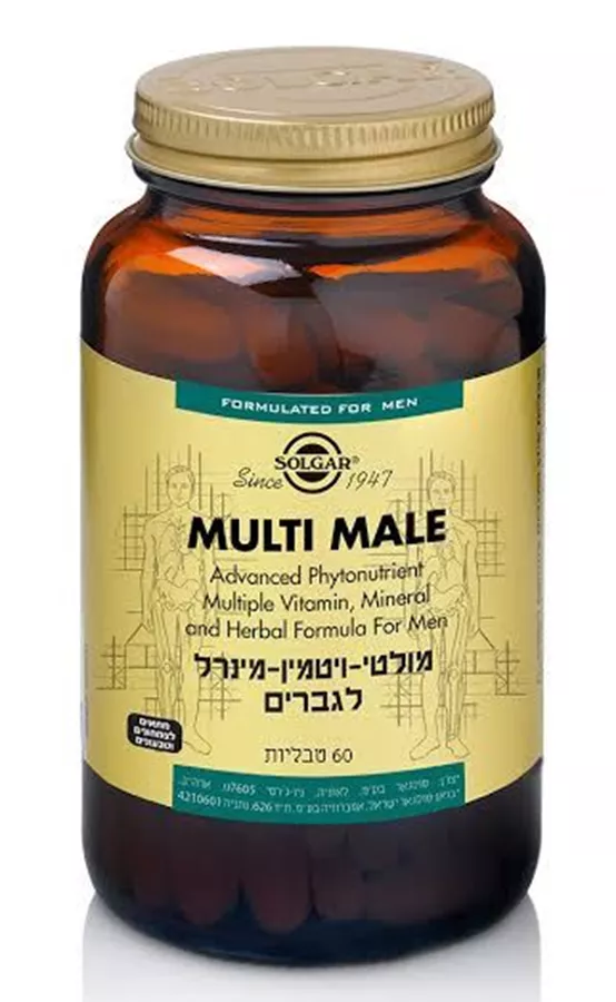 מולטי ויטמין לגברים סולגאר 60 טבליות Solgar Multi Male Multi Vitamin
