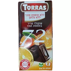 טוראס שוקולד מריר עם תפוז 72% 75 גרם TORRAS כליל הטבע
