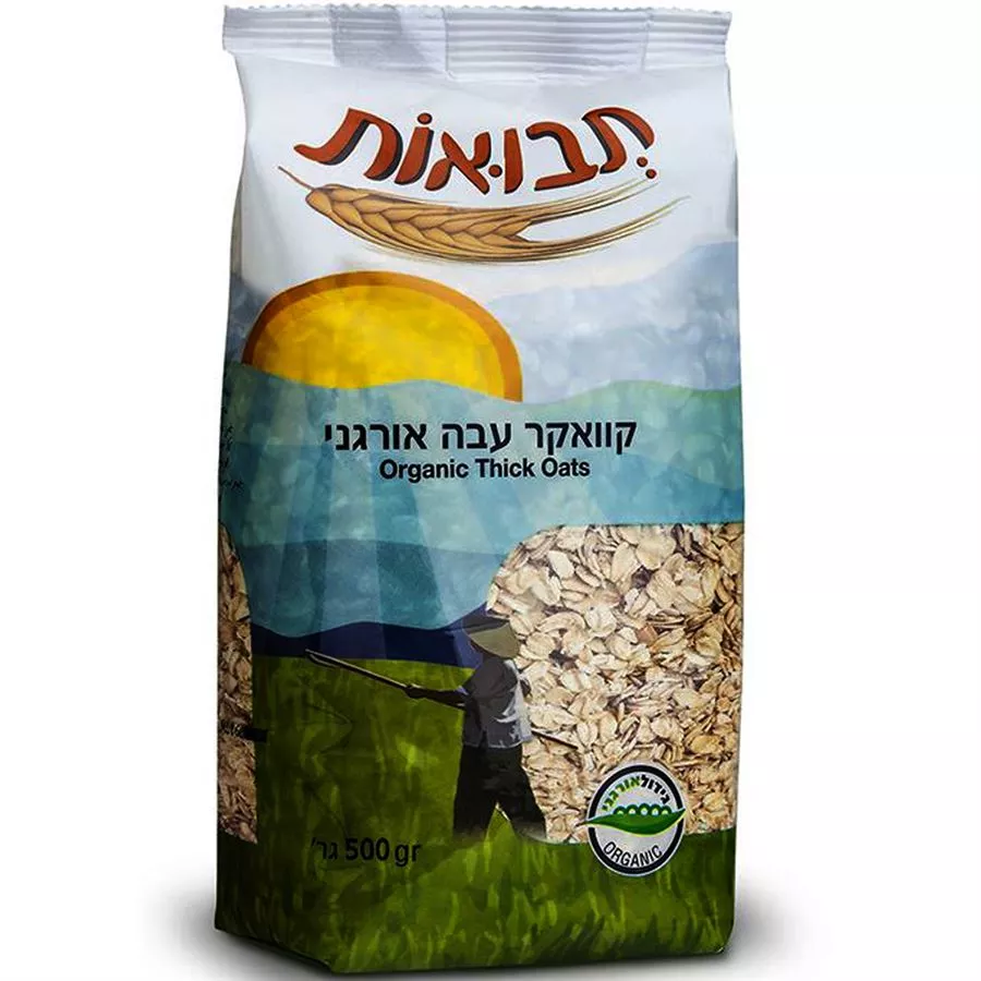 תבואות קוואקר עבה אורגני 500 גרם Tvuot Organic Thick Oats