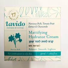 קרם לחות לעור שמן, פקעות נרקיסים, תמצית פרי עגבנייה, קמומיל לבידו 50 מ"ל Lavido Mattifying Hydrator Cream כליל הטבע