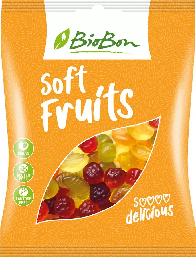 סוכריות גומי אורגניות בטעם פירות 100 גרם BIO BON SOFT FRUITS WITHOUT GELATEN