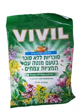 סוכריות ללא סוכר בטעם מנטה עם תמציות צמחים 60 גרם VIVIL כליל הטבע