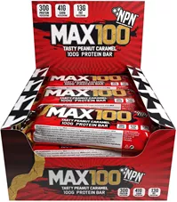 מארז 12 יח חטיף חלבונים עם בוטנים וקרמל 100 גרם MAX100 TASTY PEANUT CARAMEL כליל הטבע