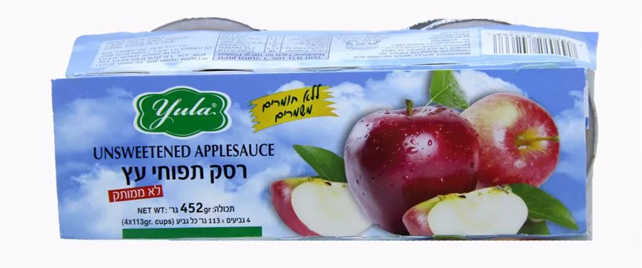רסק תפוחי עץ יולה 4 גביעים*113 גרם Yula Unsweetened Applesauce