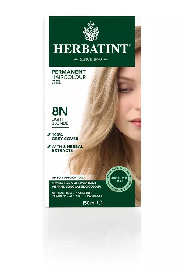 צבע שיער 8N בלונד בהיר הרבטינט Herbatint Permanent Herbal Haircolour Gel