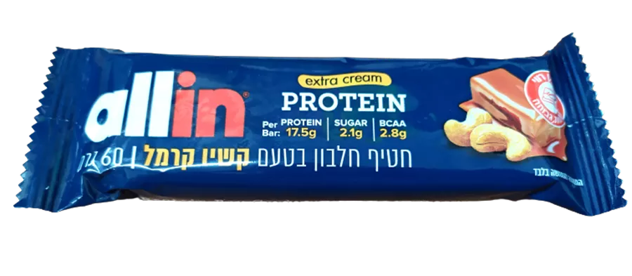חטיף חלבון בטעם קשיו קרמל - ALLIN CASHEW CARAMEL PROTEIN
