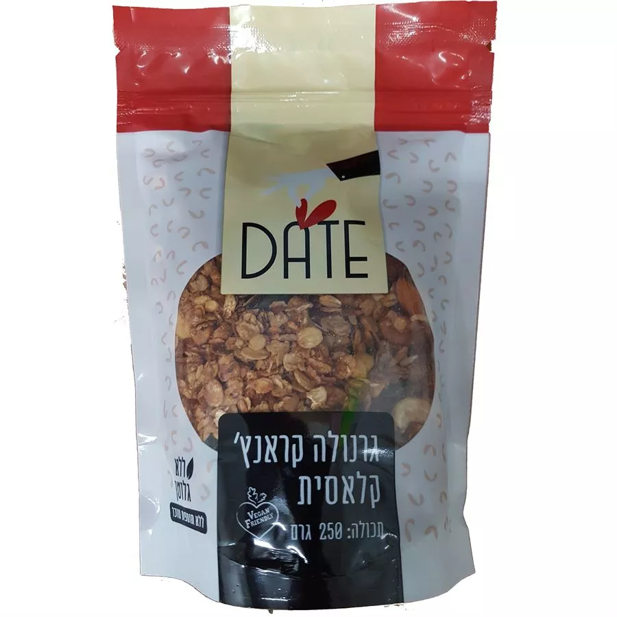 גרנולה קראנץ' קלאסית - ללא גלוטן וסוכר 250 גרם DATE