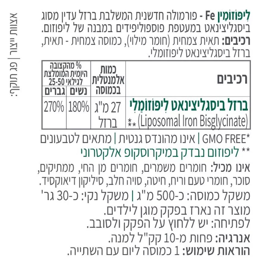 ליפוזמין Fe 60 קטגוריה 5 Lipozamin Fe Catgory