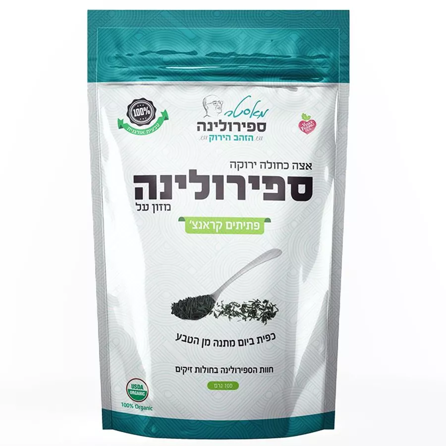 ספירולינה אצה כחולה ירוקה פתיתים קראנצ' מאסטר ספירולינה 100 גרם Master Spirulina