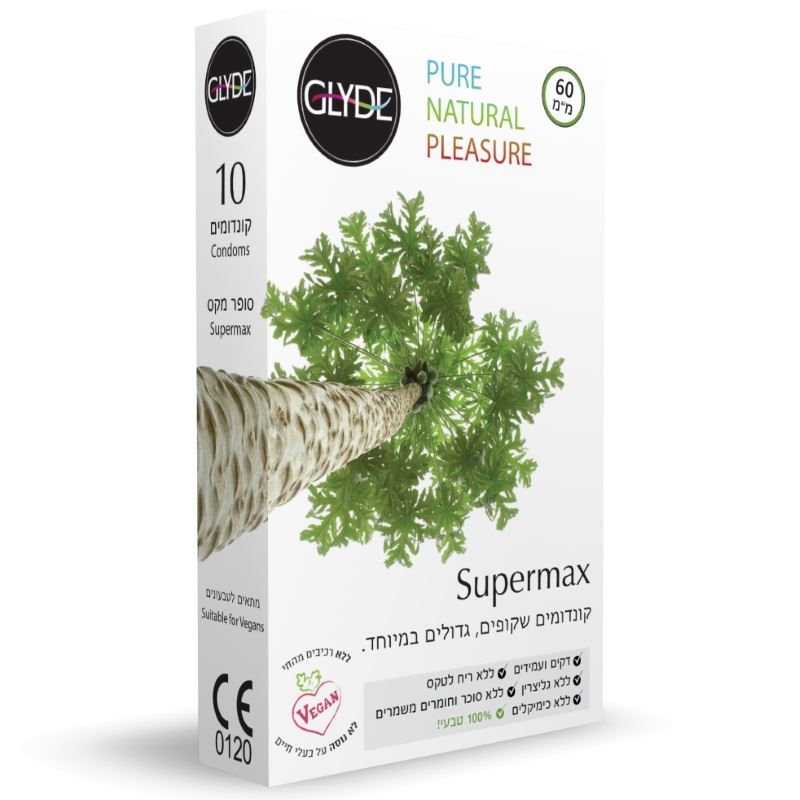 קונדומים גלייד סופרמקס 10 יחידות Glyde Supermax