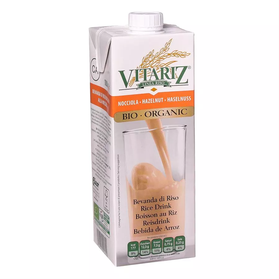 ויטריז משקה אורז עם אגוזי לוז אורגני 1 ליטר Vitariz Organic Rice Drink With Hazelnut