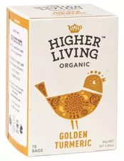 חליטת כורכום אורגני הייר ליווינג 20 שקיקים Higher Living Golden Turmeric כליל הטבע