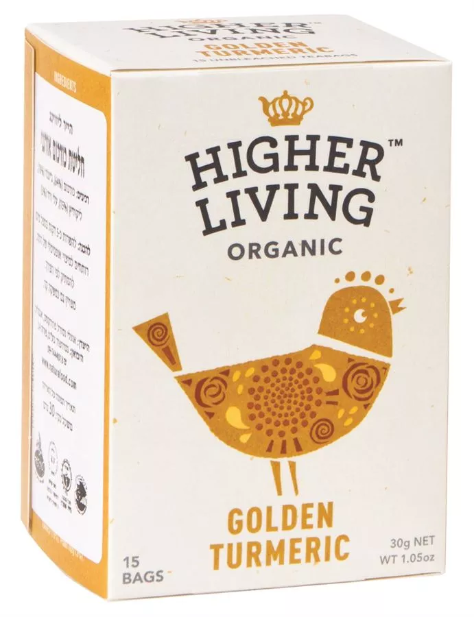 חליטת כורכום אורגני הייר ליווינג 20 שקיקים Higher Living Golden Turmeric