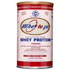 אבקת חלבון מֵי גבינה בטעם תות סולגאר 453.5 גרם Solgar Protein Natural Strawberry Flavor Powder כליל הטבע