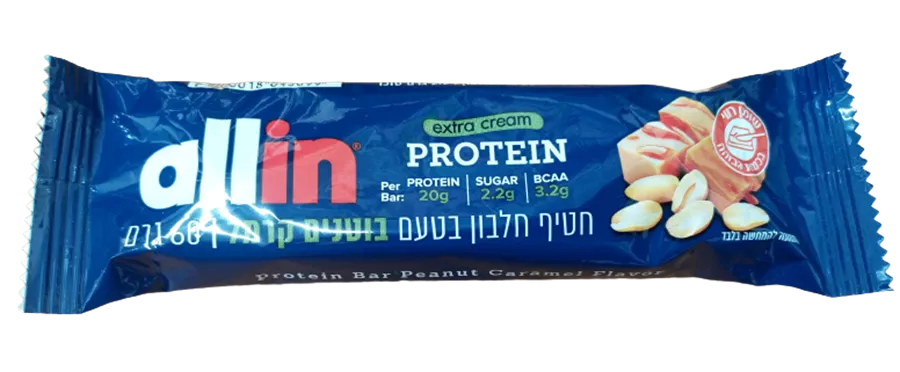 חטיף חלבון בטעם בוטנים קרמל - ALLIN PEANUT CARAMEL PROTEIN