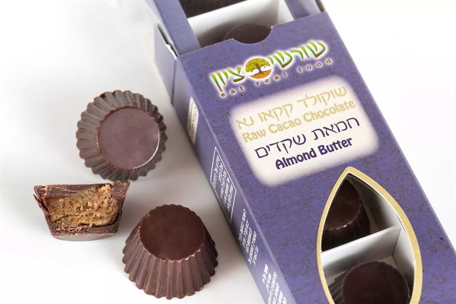 שוקולד קקאו נא חמאת שקדים שורשי ציון 83 גרם Raw Cacao Chocolate Almond Butter