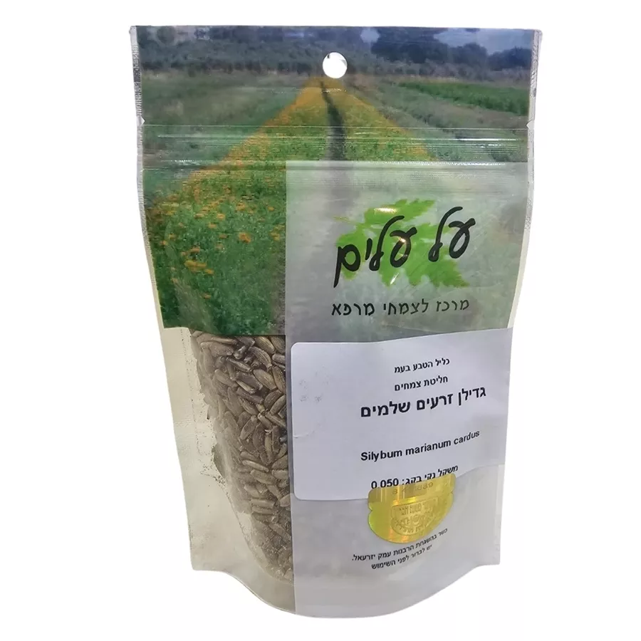 גדילן מצוי זרעים 50 גרם על עלים Milk Thistle | Silybum Marianum