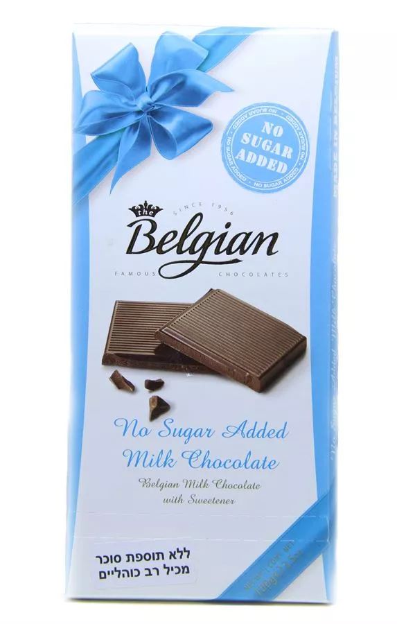 שוקולד חלב ללא תוספת סוכר בלג'יאן 100 גרם Belgian Chocolates Milk