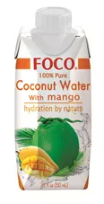 מי קוקוס בתוספת מנגו פוקו 330 מ"ל Foco Coconut Water With Mango כליל הטבע