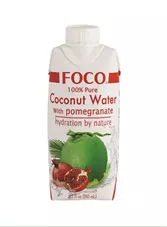 מי קוקוס בתוספת רימון פוקו 330 מ"ל Foco Coconut Water With pomegranate כליל הטבע