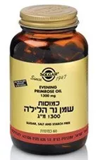 נר הלילה שמן 1300 מ"ג סולגאר 60 כמוסות Solgar Evening Primrose Oil כליל הטבע