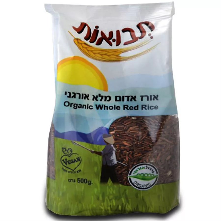 תבואות אורז אדום אורגני 500 גרם  Tvuot Organic Red Rice