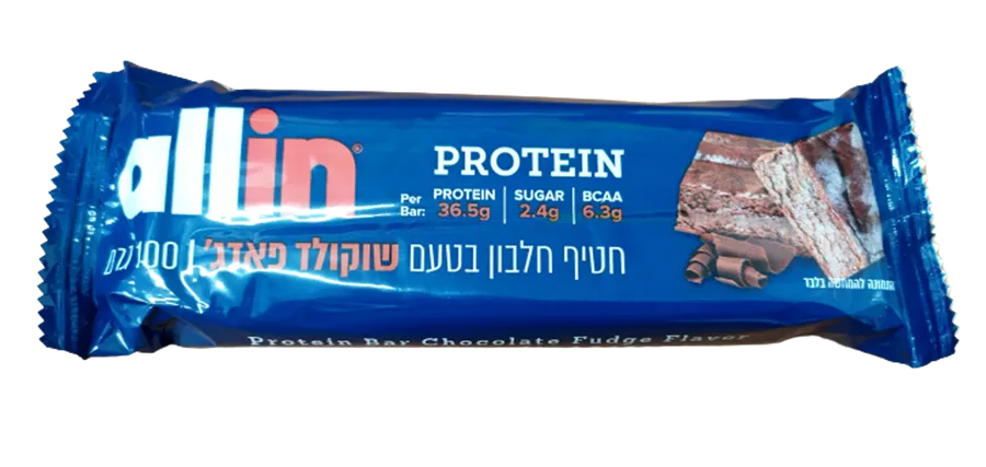 חטיף חלבון בטעם דאבל שוקולד  - ‎ALLIN‎ ‎DOUBLE‎ ‎CHOCLAT‎ ‎