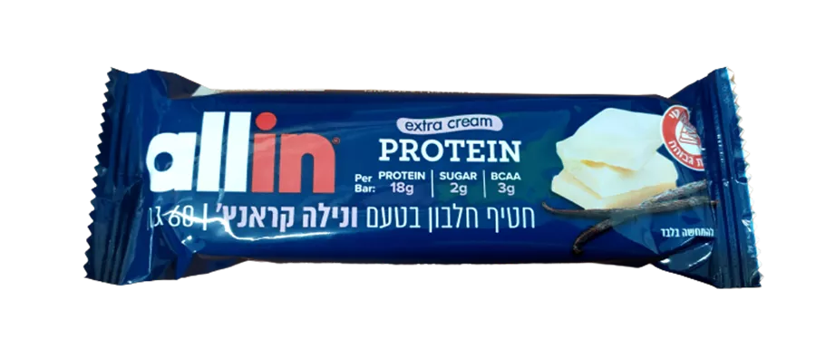 חטיף חלבון בטעם ונילה קראנץ' - ALLIN VANILLA CRUNCH PROTEIN