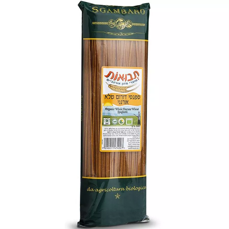 תבואות ספגטי דורום אורגני מלא 500 גרם Tvuot Organic Wole Durum Wheat Spaghetti