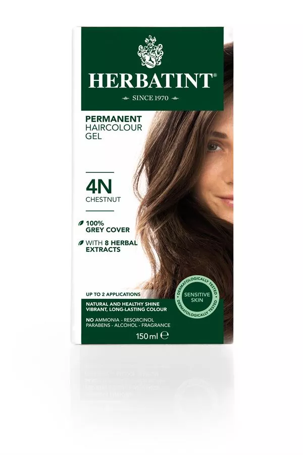 צבע שיער 4N ערמוני הרבטינט Herbatint Permanent Herbal Haircolour Gel