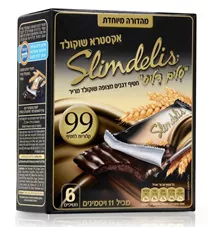 סלים דליס חטיף דגנים מצופה שוקולד מריר 6 יחידות Slimdelis כליל הטבע