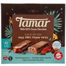 שקד תבור חטיף תמרים בציפוי שוקולד 100% קקאו  SHAKED TAVOR TAMAR 100% CACAO CHOCOLATE כליל הטבע
