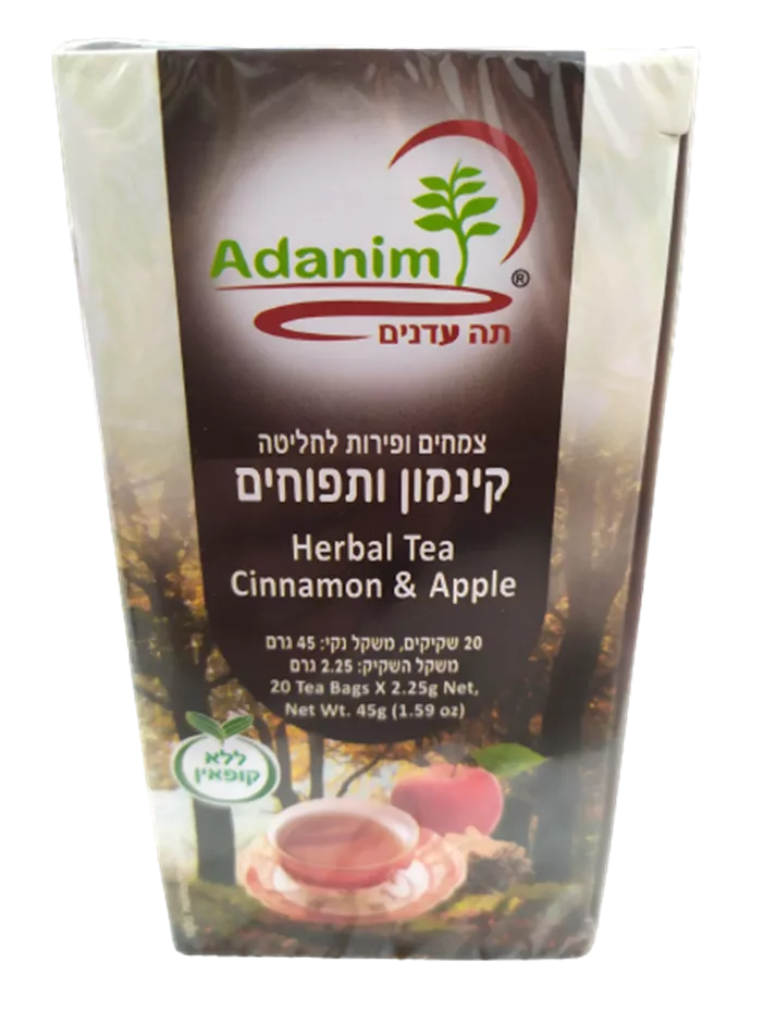 תה עדנים קינמון ותפוחים 45 גרם 20 שקיקים ADANIM