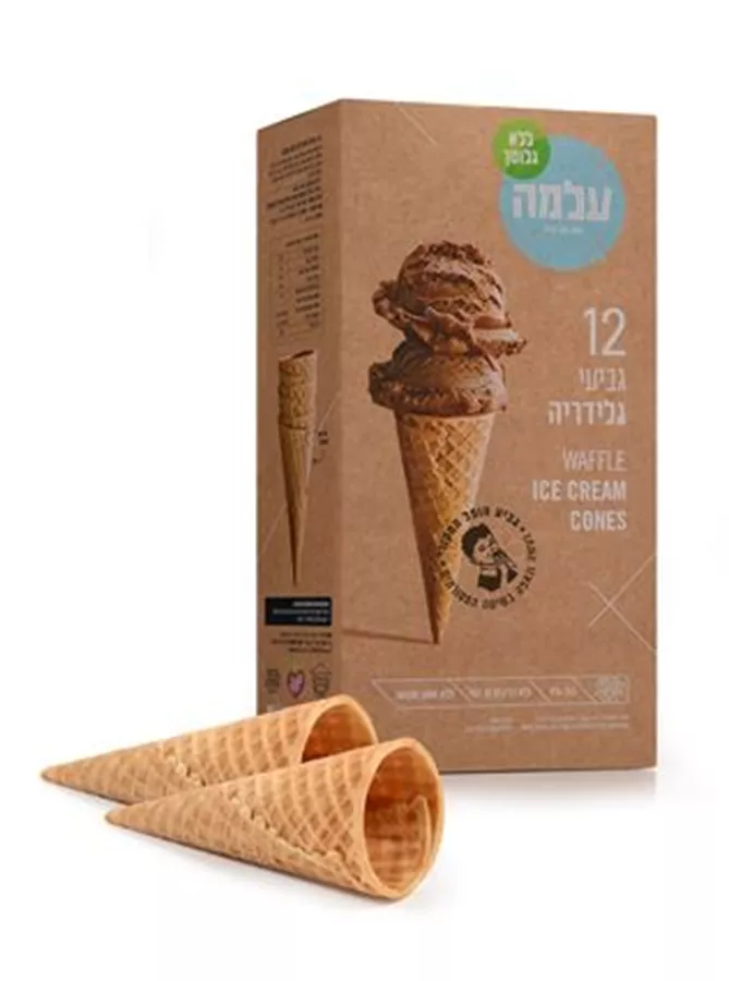 גביעי גלידריה עלמה 12 גביעים Alma Waffle Ice Cream Cones