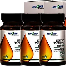 סופהרב - ג'ל כורכום ליקוויד שלישיה  3*30 כמוסות Supherb BCM-95 כליל הטבע