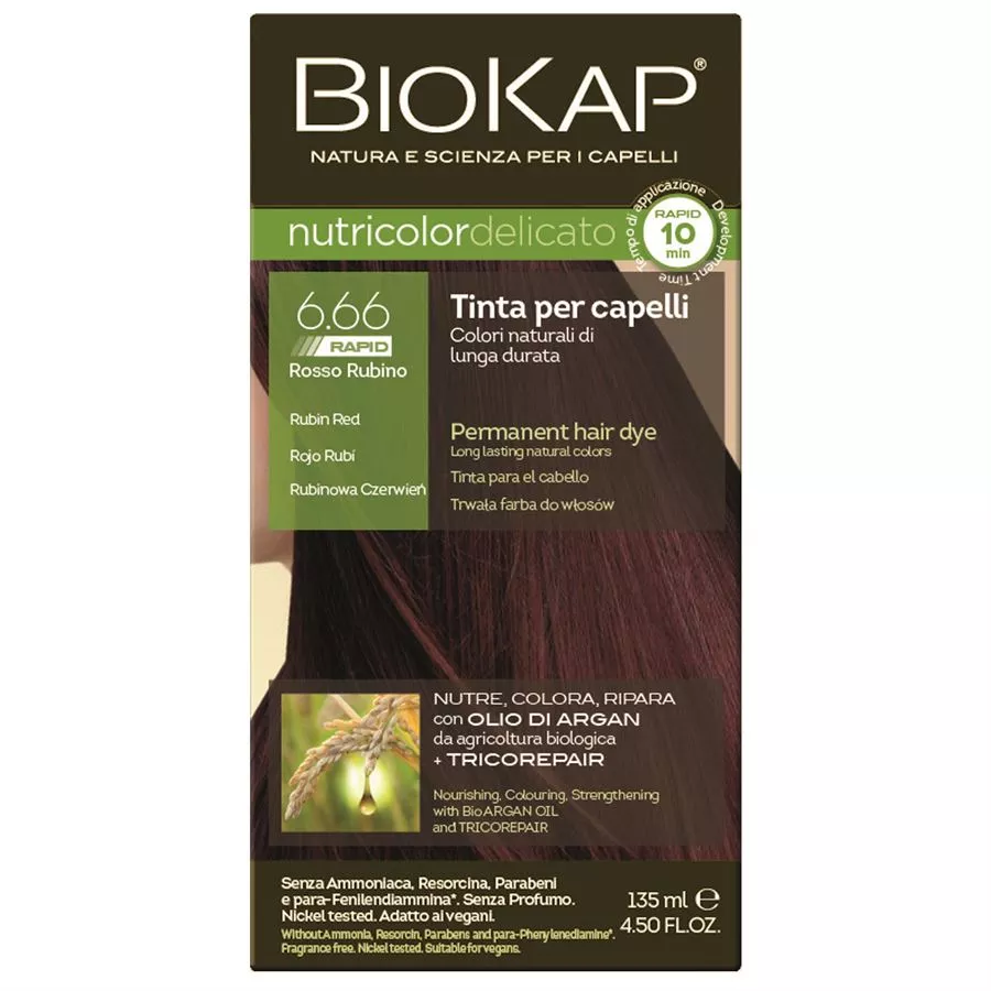 ביו קאפ - צבע שיער צמחי אדום אודם 6.66  BioKap
