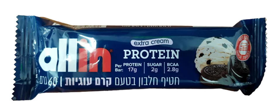 חטיף חלבון בטעם קרם עוגיות - ALLIN COOKIES CREAM PROTEIN