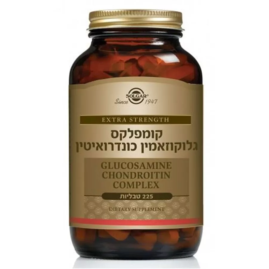 גלוקוזאמין כונדרואיטין MSM וחומצה היאלורונית - סולגאר 225 טבליות  Solgar Glucosamine Hyaluronic Acid Chondroitin MSM