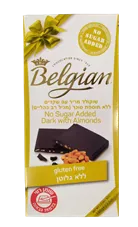 בלגיאן - שוקולד מריר עם שקדים ללא תוספת סוכר -   BELGIAN  DARK WITH ALMONDS כליל הטבע