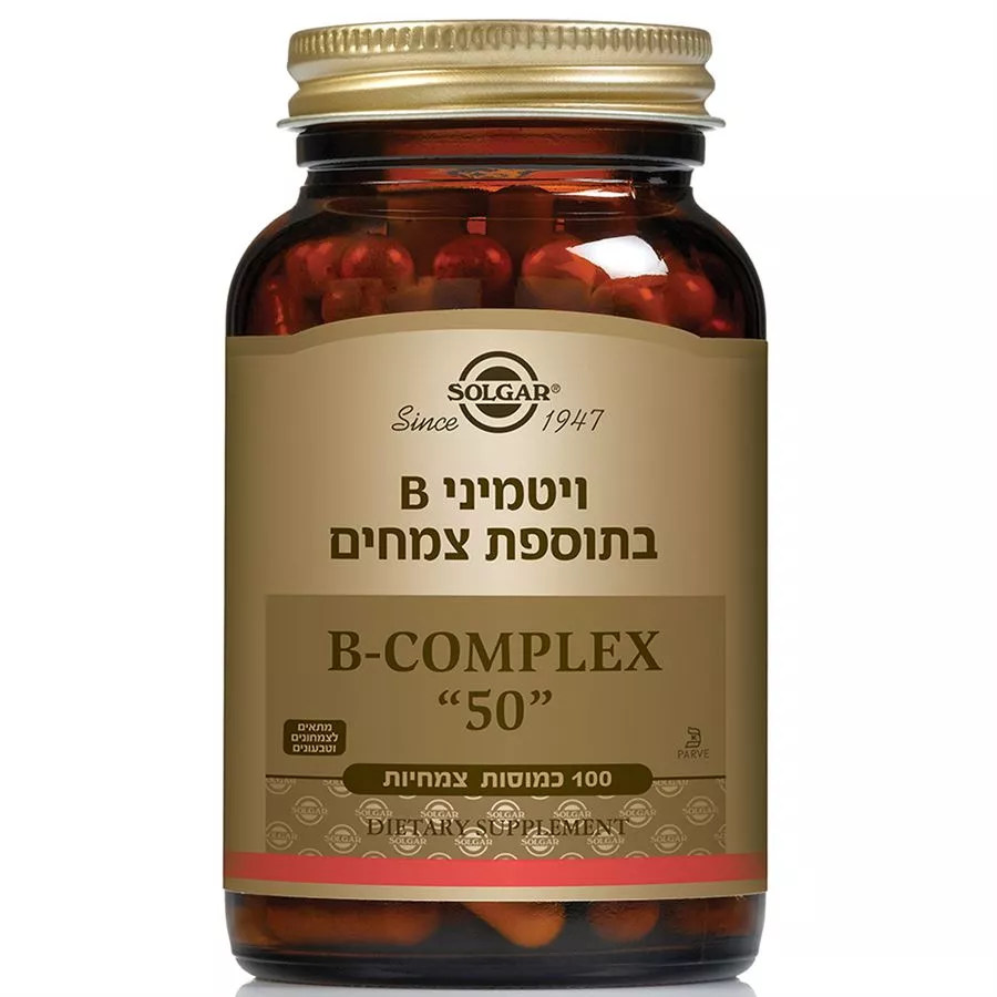 סולגר - ויטמיני B בתוספת צמחים 100 כמוסות צמחיות 56.2 גרם 