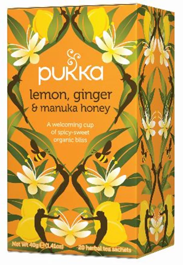 פוקה - לימון, ג'ינג'ר בטעם דבש מאנוקה 20 שקיקים Pukka Lemon, Ginger & Manuka Honey