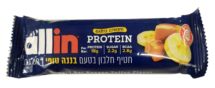 חטיף חלבון בטעם בננה טופי - ALLIN BANANA TOFFEE PROTEIN