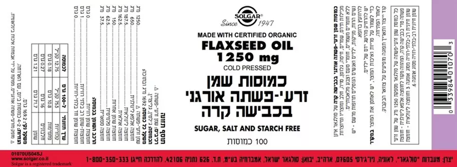 כמוסות שמן זרעי פשתה 1250 מ