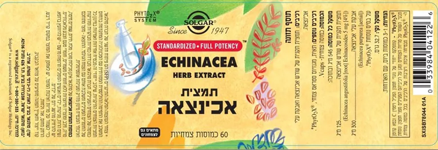 תמצית אכינצאה סולגאר 60 כמוסות Echinacea Solgar