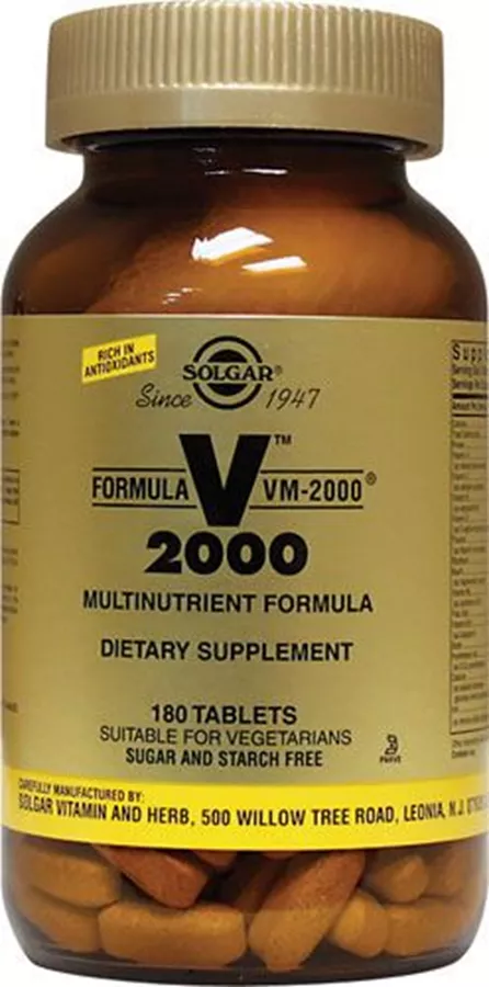 מולטי ויטמין מינרל VM-2000 - סולגאר 180 טבליות אריזת חיסכון!!! Solgar Formula VM-2000
